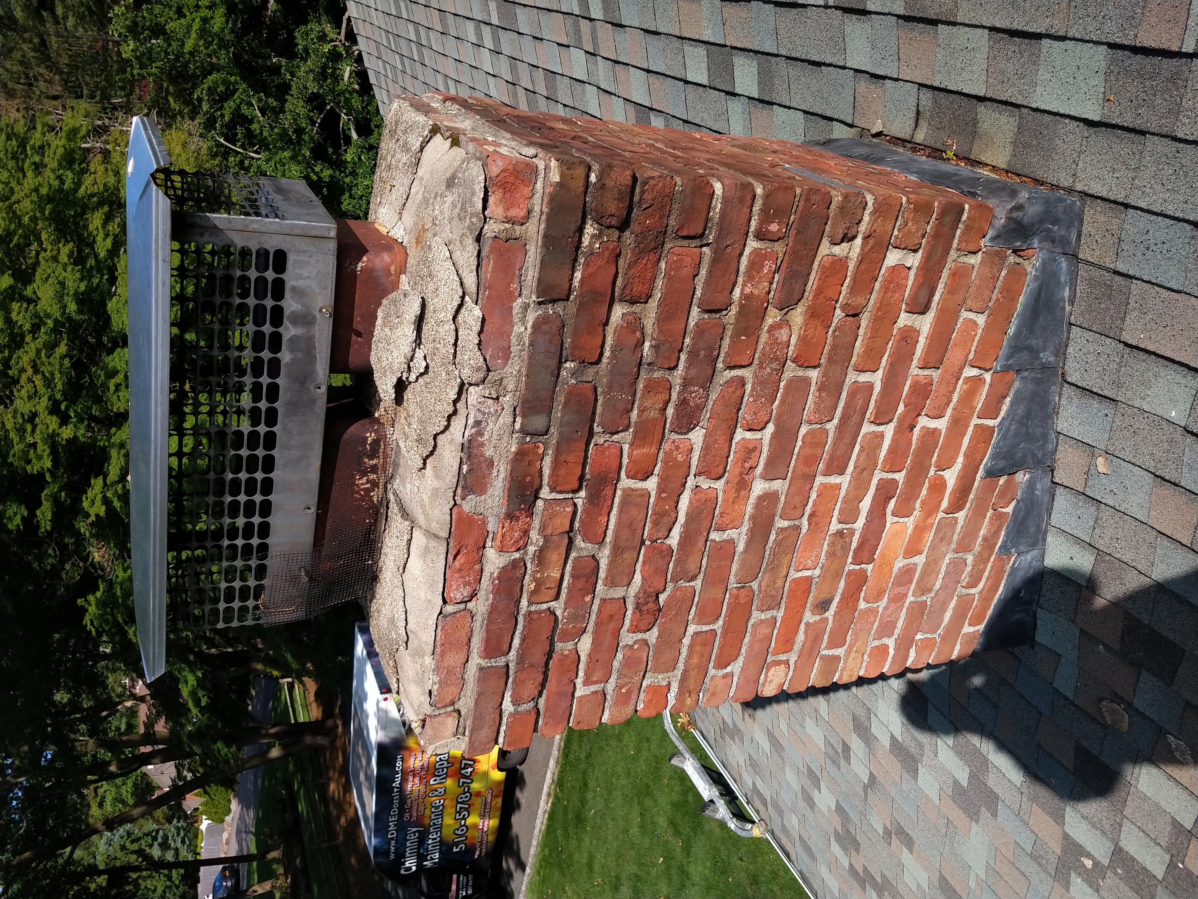 Before and after chimney pointing and tuckpointing in Oyster Bay, NY